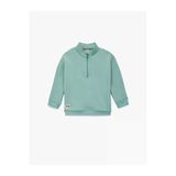 Koton Erkek Bebek Şardonlu Uzun Kollu Yarım Fermuarlı Dik Yaka Oversize Sweatshirt