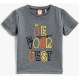 Koton Erkek Bebek Slogan Baskılı Kısa Kollu Tişört - 6 - 9 Ay - Mavi