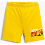 Koton Erkek Bebek Slogan Baskılı Şort Pamuklu - Sarı - 1 - 1,5 Yaş