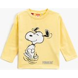 Koton Erkek Bebek Snoopy Lisanslı Uzun Kollu Bisiklet Yaka Pamuklu Baskılı Tişört 3SMB10094TK - Sarı - 6 - 9 Ay