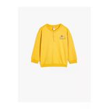 Koton Erkek Bebek Sweatshirt Aslan Baskılı Uzun Kollu Bisiklet Yaka Düğme Detaylı Pamuklu