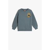 Koton Erkek Bebek Sweatshirt Uzun Kollu Bisiklet Yaka Baskı Detaylı Şardonlu