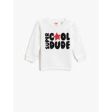 Koton Erkek Bebek Yazı Baskılı Sweatshirt Bisiklet Yaka Pamuklu, Ekru, 24-36 Ay