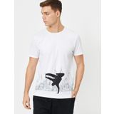 Koton Erkek Beyaz Baskılı T-Shirt, L Beden