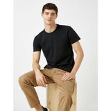 Koton Erkek Bisiklet Yaka Kısa Kollu Basic T-Shirt - M - Siyah