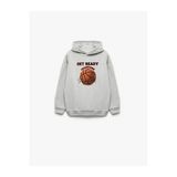 Koton Erkek Çocuk Basketbol Baskılı Şardonlu Uzun Kollu Kapşonlu Sweatshirt