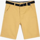 Koton Erkek Çocuk Bermuda Şort Kemer Detaylı Ekru Desensiz Regular Fit Özellikli - 5 - 6 Yaş