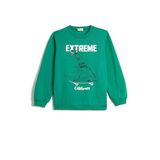 KOTON Erkek Çocuk Bisiklet Yaka Uzun Kollu Dinozor Baskılı Sweatshirt, Yeşil, 6/7 Yaş