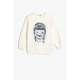 Koton Erkek Çocuk Hayvan Baskılı Sweatshirt Bisiklet Yaka Boxy Pamuk Karışımlı