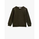 Koton Erkek Çocuk Pamuklu Çizgili Bisiklet Yaka Islemeli Sweatshirt Lacivert 1YMB18970ZK01M912