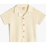 Koton Erkek Çocuk Polo Tişört Kısa Kollu Düğme Detaylı Bej Desenli Günlük Stil - 2 - 3 Yaş - Ekru