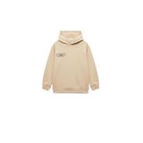 Koton Erkek Çocuk Şardonlu Uzun Kollu Pamuklu Baskılı Oversize Kapşonlu Sweatshirt, Ekru, 13-14 Yaş