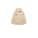 Koton Erkek Çocuk Şardonlu Uzun Kollu Pamuklu Baskılı Oversize Kapşonlu Sweatshirt, Ekru, 5-6 Yaş