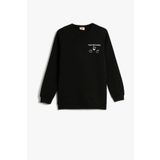Koton Erkek Cocuk Sweatshirt Bisiklet Yaka Slogan Baskili Uzun Kollu Sardonlu
