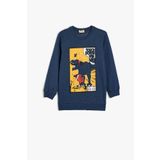 Koton Erkek Çocuk Sweatshirt Dinozor Baskılı Bisiklet Yaka Uzun Kollu Şardonlu