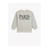 Koton Erkek Çocuk Sweatshirt Paris Baskılı Bisiklet Yaka Uzun Kollu Şardonlu