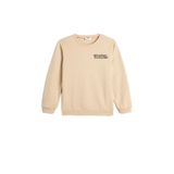 Koton Erkek Çocuk Sweatshirt, Uzun Kollu, Bisiklet Yaka, Dokulu, Şardonlu, Ekru, 7-8 Yaş