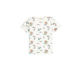 Koton Erkek Çocuk T-shirt, Kısa Kollu, Bisiklet Yaka, Beyaz Desenli, 6-7 Yaş
