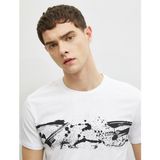 Koton Erkek Desenli T-Shirt Pamuklu Kısa Kollu - XXL - Beyaz