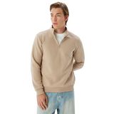 Koton Erkek Dik Yaka Yarım Fermuarlı Uzun Kollu Sweatshirt XXL Kahverengi (532)