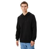 KOTON Erkek Kapüşonlu Uzun Kollu Sweatshirt, Siyah, Xs
