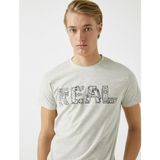 Koton Erkek Pamuklu Bisiklet Yaka Baskılı Kısa Kollu T-Shirt - XXL - Gri