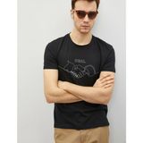 Koton Erkek Pamuklu Bisiklet Yaka Kısa Kollu Baskılı T-Shirt - Siyah