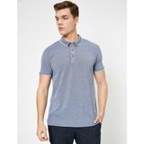 Koton Erkek Polo Yaka Kol Ucu ve Yakası Çizgili Slim Fit T-Shirt - Mavi