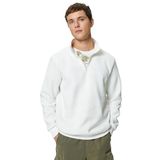 KOTON Erkek Polo Yaka Uzun Kollu Fermuar Detaylı Sweatshirt, Ekru, Xl