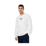 Koton Erkek Regular Fit Uzun Kollu Nakışlı Şardonlu Bisiklet Yaka Sweatshirt, Beyaz, 2XL