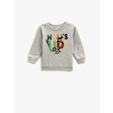 Koton Erkek Slogan Baskili Uzun Kollu Bisiklet Yaka Sweatshirt Yeşil 1KAM71602LK660XXL