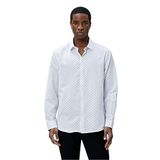 Koton Erkek Spor Gömlek Geometrik Detaylı Klasik Yaka Slim Fit Non Iron Beyaz Desenli, M
