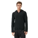 KOTON Erkek Spor Sweat Kapşonlu Fermuarlı Cep Detaylı Sweatshirt, Siyah (999), M