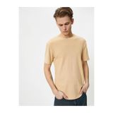 Koton Erkek T-shirt, Bisiklet Yaka, Regular Kalıp, Bej, L Beden