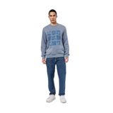 Koton Erkek Uzun Kollu Bisiklet Yaka Baskılı Sweatshirt, Mavi, 2XL