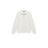 Koton Erkek Uzun Kollu Şardonlu Basic Yarım Fermuarlı Sweatshirt, Beyaz, 2XL
