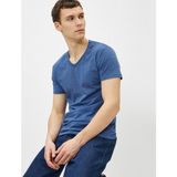 Koton Erkek V Yaka Tişört Pamuklu Kısa Kollu Basic - XS - Saks
