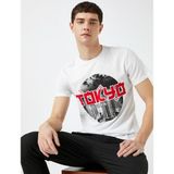 Koton Erkek Yazılı Baskılı T-Shirt Kısa Kollu Pamuklu - Beyaz