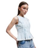 Koton Fermuar Detaylı Bisiklet Yaka Kolsuz Denim Atlet