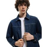 Koton Fermuarlı Pamuklu Cepli Dikiş Detaylı Gömlek Yaka Denim Ceket