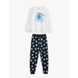 Koton Fil Baskılı Pamuklu Uzun Kollu Bebek Pijama Takımı Ekru 5wmb10186tk Ekru