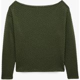 Koton File Dokulu Uzun Kollu Kayık Yaka Oversize Bluz - Yeşil