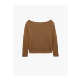 Koton File Dokulu Uzun Kollu Kayık Yaka Oversize Bluz