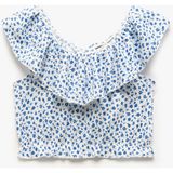 Koton Fırfır Detaylı Kolsuz Çiçekli Crop Bluz - Beyaz - 11 - 12 Yaş