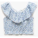Koton Fırfır Detaylı Kolsuz Çiçekli Crop Bluz - Beyaz - 4 - 5 Yaş