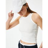 Koton Fitilli Basic Üst Yuvarlak Yaka Viskoz Kumaş Slim Fit - Ekru