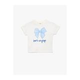 Koton Fiyonk Baskılı Ekru Kız Bebek T-Shirt 6SMG10027AK