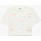 Koton Fiyonk ve Taş Detaylı Ekru Kız Çocuk T-Shirt 6SKG10192A - 13 - 14 Yaş