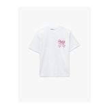 Koton Fiyonklu Arkası Baskılı Ekru Kadın T-Shirt 6SAL10046IK