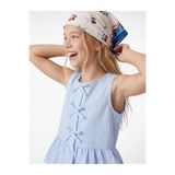 Koton Fiyonklu Kolsuz Bisiklet Yaka Fırfır Detaylı Çizgili Peplum Bluz